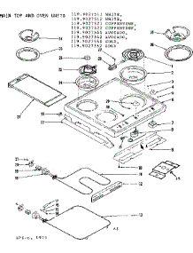 Main Top And Oven Units parts for Kenmore Range 119.9027542 (1199027542, 119 9027542) from AppliancePartsPros.com