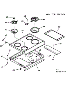 Main Top Section parts for Kenmore Range 103.9337611 (1039337611, 103 9337611) from AppliancePartsPros.com