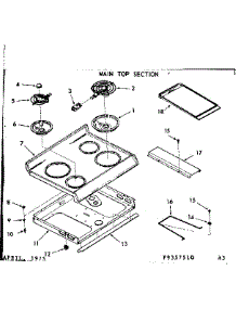 Main Top Section parts for Kenmore Range 103.9357510 (1039357510, 103 9357510) from AppliancePartsPros.com