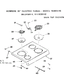 Main Top Section parts for Kenmore Range 911.9158111 (9119158111, 911 9158111) from AppliancePartsPros.com