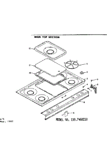 Main Top Section parts for Kenmore Range 119.7468210 (1197468210, 119 7468210) from AppliancePartsPros.com