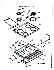Main Top Section parts for Kenmore Range 103.9737100 (1039737100, 103 9737100) from AppliancePartsPros.com