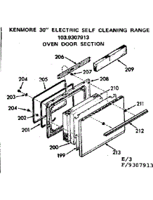 Oven Door Section parts for Kenmore Range 103.9307913 (1039307913, 103 9307913) from AppliancePartsPros.com