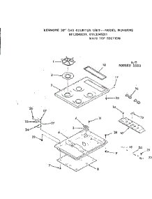 Main Top Section parts for Kenmore Range 911.3348291 (9113348291, 911 3348291) from AppliancePartsPros.com
