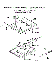 Maintop Section parts for Kenmore Range 911.7158111 (9117158111, 911 7158111) from AppliancePartsPros.com