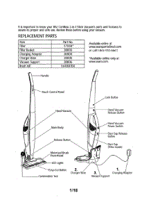 Upright Vauum parts for Kenmore Vacuum 125.10341 (12510341, 125 10341) from AppliancePartsPros.com