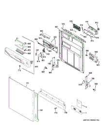 Escutcheon & Door Assembly parts for Ge Dishwasher GDWF150V50ES from AppliancePartsPros.com