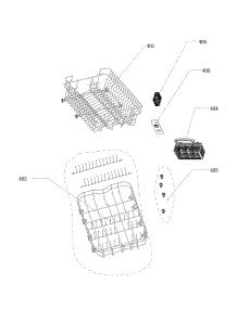 Racks parts for Kenmore Dishwasher 587.14683200A (58714683200A, 587 14683200A) from AppliancePartsPros.com
