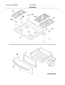 Top / Drawer parts for Frigidaire Range FGGF3035RFD from AppliancePartsPros.com