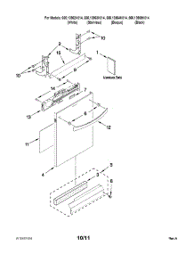 Door And Panel Parts parts for Kenmore Dishwasher 665.13963K014 (66513963K014, 665 13963K014) from AppliancePartsPros.com