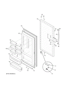 Door parts for Ge Freestanding Freezer FUM21DHBRWW from AppliancePartsPros.com