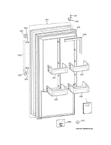 Door parts for Ge Freestanding Freezer ZIFP360NHARH from AppliancePartsPros.com