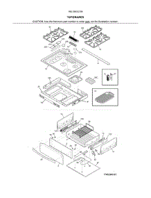 Top / Drawer parts for Kenmore Range 790.3263331B (7903263331B, 790 3263331B) from AppliancePartsPros.com