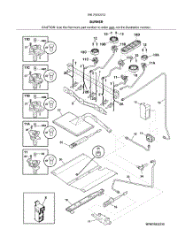Burner parts for Kenmore Range 790.75233312 (79075233312, 790 75233312) from AppliancePartsPros.com
