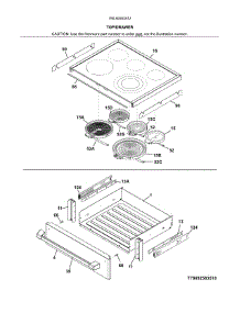 Top / Drawer parts for Kenmore Range 790.92583512 (79092583512, 790 92583512) from AppliancePartsPros.com