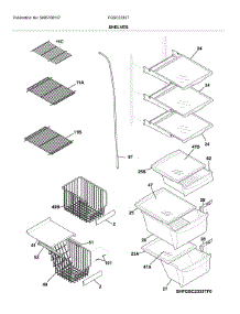 Shelves parts for Frigidaire Refrigerator FGSC2335TD5 from AppliancePartsPros.com