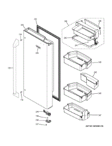 Fresh Food Door - Rh parts for Ge Refrigerator ZWE23PSHESS from AppliancePartsPros.com