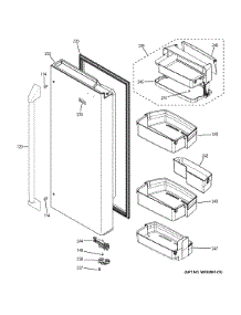 Fresh Food Door - Rh parts for Ge Refrigerator ZWE23PSHBSS from AppliancePartsPros.com