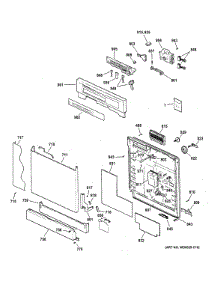 Escutcheon & Door Assembly parts for Ge Dishwasher GSD5130D03WW from AppliancePartsPros.com