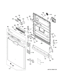 Escutcheon & Door Assembly parts for Ge Dishwasher GDF610PGJ2BB from AppliancePartsPros.com