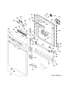 Escutcheon & Door Assembly parts for Ge Dishwasher GDF540HGD4BB from AppliancePartsPros.com