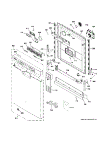 Escutcheon & Door Assembly parts for Ge Dishwasher GDF570SGF0WW from AppliancePartsPros.com