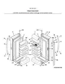 Fresh Food Door parts for Kenmore Refrigerator 253.70417412 (25370417412, 253 70417412) from AppliancePartsPros.com