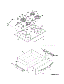 Top / Drawer parts for Kenmore Range 790.42523313 (79042523313, 790 42523313) from AppliancePartsPros.com