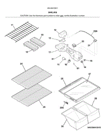 Shelves parts for Kenmore Refrigerator 253.60419617 (25360419617, 253 60419617) from AppliancePartsPros.com