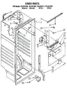 Liner parts for Kenmore Refrigerator 106.9632890 (1069632890, 106 9632890) from AppliancePartsPros.com