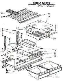 Shelf parts for Kenmore Refrigerator 106.9610612 (1069610612, 106 9610612) from AppliancePartsPros.com