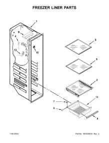 Freezer Liner Parts parts for Kenmore Refrigerator 106.51135610 (10651135610, 106 51135610) from AppliancePartsPros.com