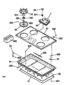 Main Top Section parts for Kenmore Cooktop 911.33255592 (91133255592, 911 33255592) from AppliancePartsPros.com