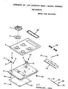 Main Top Section parts for Kenmore Cooktop 103.3348210 (1033348210, 103 3348210) from AppliancePartsPros.com