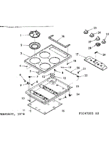 Main Top Section parts for Kenmore Cooktop 103.3347201 (1033347201, 103 3347201) from AppliancePartsPros.com