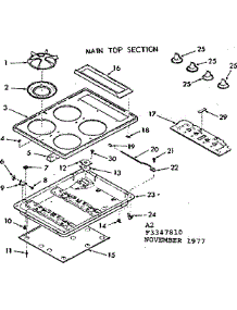 Main Top Section parts for Kenmore Cooktop 103.3347810 (1033347810, 103 3347810) from AppliancePartsPros.com