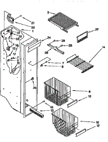 Freezer Liner parts for Kenmore Refrigerator 106.9555750 (1069555750, 106 9555750) from AppliancePartsPros.com
