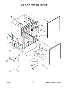 Tub And Frame Parts parts for Kenmore Dishwasher 665.13549N413 (66513549N413, 665 13549N413) from AppliancePartsPros.com