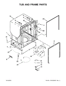 Tub And Frame Parts parts for Kenmore Dishwasher 665.13409N413 (66513409N413, 665 13409N413) from AppliancePartsPros.com