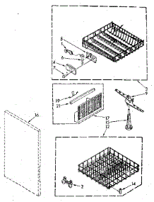 Dishrack And Panel parts for Kenmore Dishwasher 195.85 / 1988 (19585 / 1988, 195 85 / 1988) from AppliancePartsPros.com