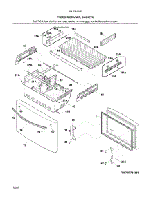 Freezer Drawer, Baskets parts for Kenmore Refrigerator 253.70443415 (25370443415, 253 70443415) from AppliancePartsPros.com