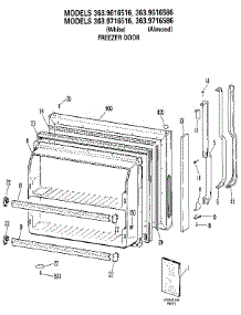 Freezer Door parts for Kenmore Refrigerator 363.9716516 (3639716516, 363 9716516) from AppliancePartsPros.com