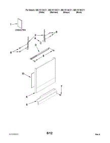 Door And Panel Parts parts for Kenmore Dishwasher 665.15119K211 (66515119K211, 665 15119K211) from AppliancePartsPros.com