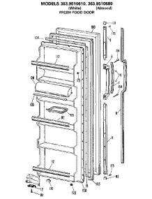 Fresh Food Door parts for Kenmore Refrigerator 363.9510610 (3639510610, 363 9510610) from AppliancePartsPros.com