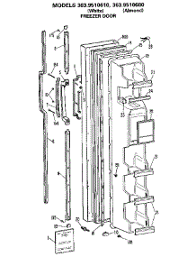 Freezer Door parts for Kenmore Refrigerator 363.9510610 (3639510610, 363 9510610) from AppliancePartsPros.com