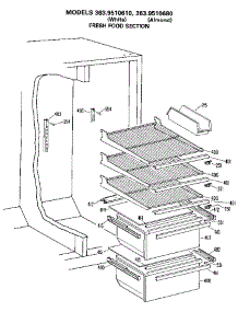 Fresh Food Section parts for Kenmore Refrigerator 363.9510610 (3639510610, 363 9510610) from AppliancePartsPros.com