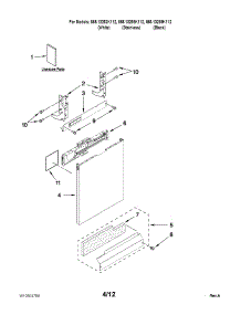 Door And Panel Parts parts for Kenmore Dishwasher 665.13255K112 (66513255K112, 665 13255K112) from AppliancePartsPros.com