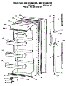 Fresh Food Door parts for Kenmore Refrigerator 363.9532330 (3639532330, 363 9532330) from AppliancePartsPros.com