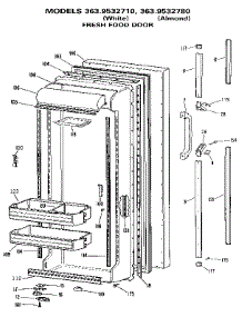 Fresh Food Door parts for Kenmore Refrigerator 363.9532710 (3639532710, 363 9532710) from AppliancePartsPros.com