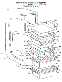 Fresh Food Section parts for Kenmore Refrigerator 363.9532710 (3639532710, 363 9532710) from AppliancePartsPros.com